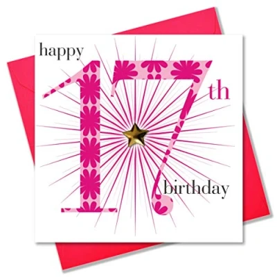 Image of Claire Giles Ages Age 17 Girl Birthday Card, AGE17G, Pink