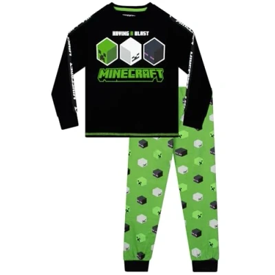Image of Minecraft Boys Pyjamas Black 9 10 Years
