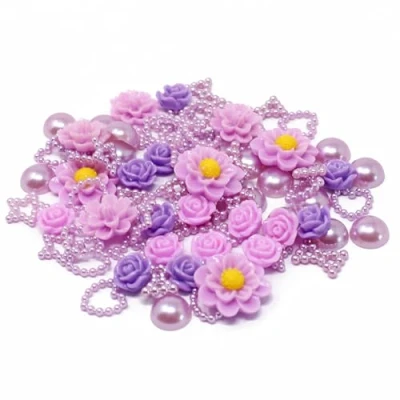 Image of 80 Mix Lilac Shabby Chic Resin Flatbacks Stylish Craft Embellishments for Cardmaking and Creative Projects