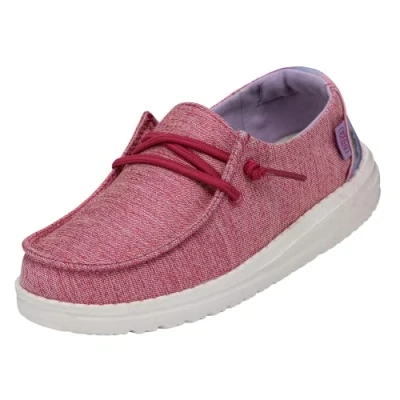 Image of Hey Dude Wendy Youth Moc Toe Shoes, Sparkle Pink, 2 UK Child