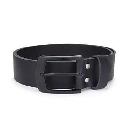 Image of Frentree Leather Belt Made in Germany, 100% Genuine Leather, 4 cm Wide, Black Buckle, for Men, black, Bundweite 85cm = Gesamtlänge 100cm