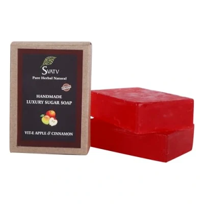 Image of SVATV Soap Vitamin e &amp; Apple Cinnamon Best Exfoliating Bar, Traditional Ayurvedic Herbal For All Skin Type 125 Grams x 2 Bars