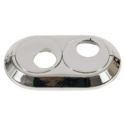 Image of Double 28mm PVC Chrome Radiator Plastic Water Pipe Cover Collar Rose