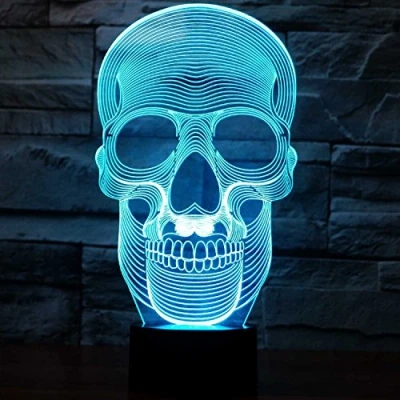 Image of HPBN8 Ltd 3D Skull Night Light USB Touch Switch Decor Table Desk Optical Illusion Lamps 7 Color Changing Lights LED Lamp Xmas Home Love Brithday Children Kids Toy Gift