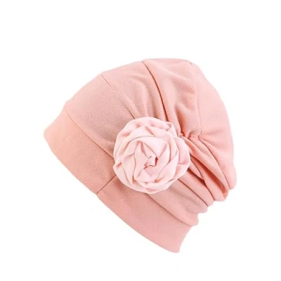 Image of Chemo Beanie Hat Headwear Women Turban with Side Flower (Pink)