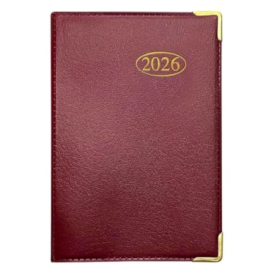 Image of MantraRaj 2025 Week to View PVC Leather Effect Pocket Diary with Metal Corners Compact Planner Hard Case Cover, Conversion Tables, and Organizational Tools 12cm x 7cm (Red)