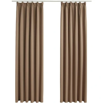 Image of vidaXL Blackout Curtains with Hooks 2 pcs Taupe 140x245 cm