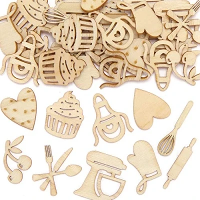 Image of Baker Ross AX892 Baking Mini Shapes Pack of 72, Woodcrafts for Kids to Design, Paint, Decorate and then Use Embellishments or Card Crafts