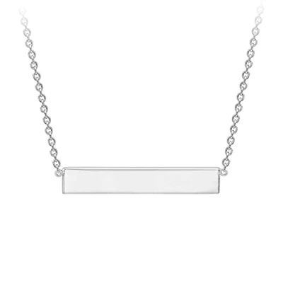 Image of Tuscany Silver Women&#039;s Sterling 32 x 5 mm Engravable Horizontal Bar Necklace of Length 43 cm/17 Inch