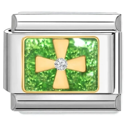 Image of Quiges 9mm Italian Style Charm Link Module Stainless Steel Cross for Bracelets
