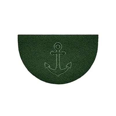 Image of Nicoman Embossed Halfmoon Half Circle Door Mat Dirt Trapper Jet Washable Doormat 70x44cm (Green, ANCHOR Shape) Use on Carpet ONLY