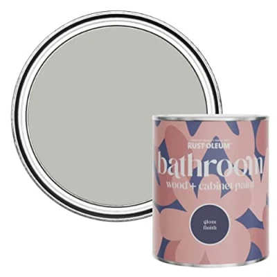 Image of Rust Oleum Grey Moisture Resistant Bathroom Wood and Cabinet Paint in Gloss Finish Flint 750ml