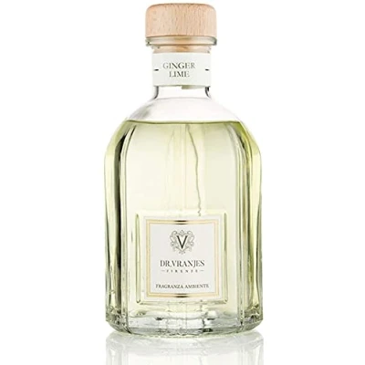 Image of Dr. Vranjes Ginger Lime 1250 ml Diffuser + Double Pack of White Sticks (3 Pieces Bundle) Luxury Home Fragrance, Made in Italy, Main Scent: Fruity, Olfactory Pyramid: Lime, Ginger, Pepper