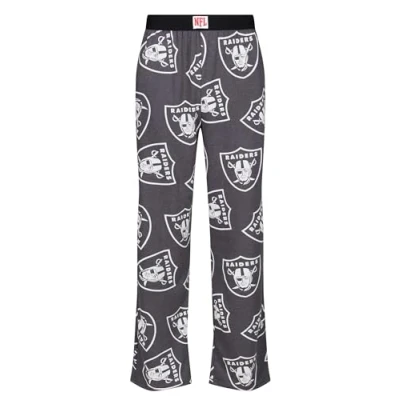 Image of Recovered NFL Raiders Lounge Pants Adults Charcoal Marl American Football League Logo Printed Polycotton Pyjamas Bottom for Loungewear Nightwear