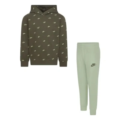 Image of NIKE Tracksuit consisting of Sweatshirt and Trousers with hoodie up kangaroo pockets embroidered logo adjustable waist