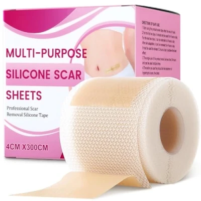 Image of Silicone Scar Sheets &amp; Tape (1.6&quot; x 120&quot; 3M) Reusable Soft Medical Grade Strips Patches for Surgical, Keloid, Acne, Burn, C Section Scars