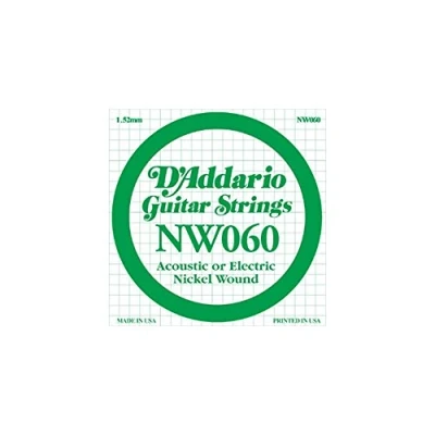 Image of D&#039;Addario NW060 .060 Nickel Wound Single String for Electric Guitar