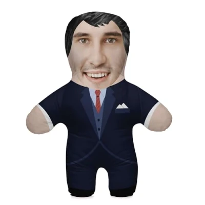 Image of Personalized Funny Photo Gift Pillow Cushion with Filling; Colorful Body your own Face Picture Printed; 45 cm High; Birthday Present Valentine&#039;s Day; Motif Businessman [091]