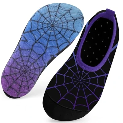 Image of Kids Swim Water Shoes for Girls Toddlers Baby Aqua Socks Quick Dry Pool Beach Barefoot Children（Cobweb Black 34/35EU