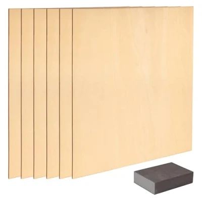 Image of Belle Vous Plywood Sheets (6 Pack) 30 x 30cm Craft Wood for DIY Projects 2mm Boards Pyrography Crafting Modelling Planks