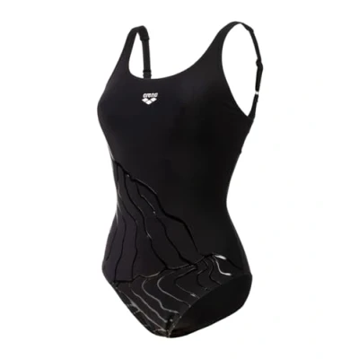 Image of Arena Womens Bodylift Swimsuit Luisa Wing Back One Piece, Black, 36 EU