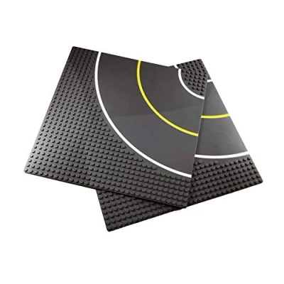 Image of APOSTROPHE Games Building Block Road Base Plates Compatible with All Major Brands 25.6 cm Curved Baseplates (2x Curve Street)