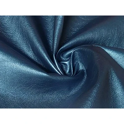 Image of Faux Leather Pleather Fabric Material Petrol Metallic, 1Mtr 140cm x 100cm