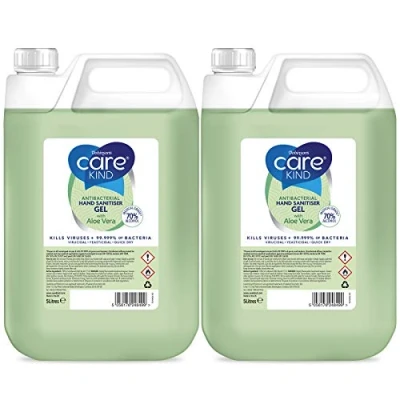 Image of Carekind 70% Hand Sanitiser gel 5 Litre with Aloe Vera Extract Antibacterial sanitizer made Medical Grade Alcohol, Kills Viruses &amp; 99.999% of bacteria. Bulk 5ltr refill (Pack 2)