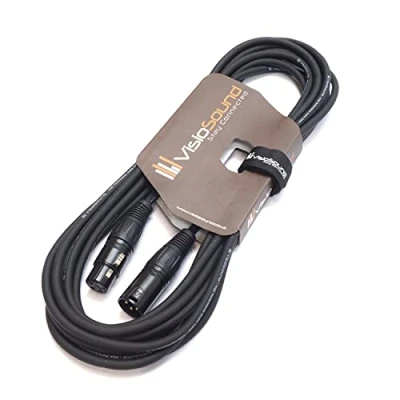 Image of VisioSound Premium Microphone Lead Male XLR to Female XLR/Pro Noiseless Balanced Cable (6m, Black)