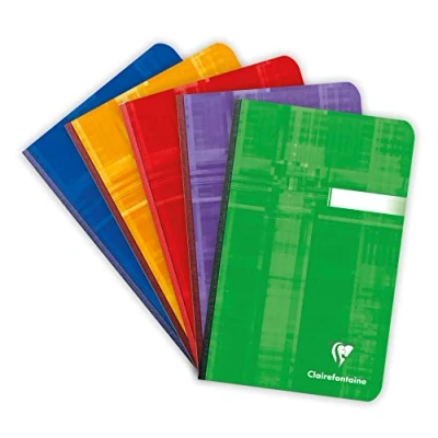 Image of Clairefontaine Ref 9606C Clothbound Notebook (96 Sheets) 11 x 17cm Size, Lined Rulings, 90gsm Brushed Vellum Paper, Film Coated Card Cover Assorted Colours (Pack of 5)