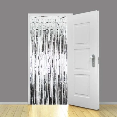 Image of Silver Metallic Shimmer Curtain 3 x 8 Ft / 91 244cm