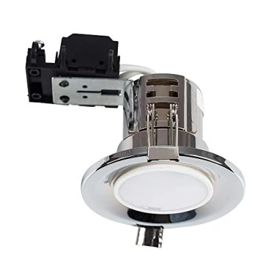 Image of MiniSun Modern Fire Rated Polished Chrome GU10 Recessed Ceiling Downlight/Spotlight
