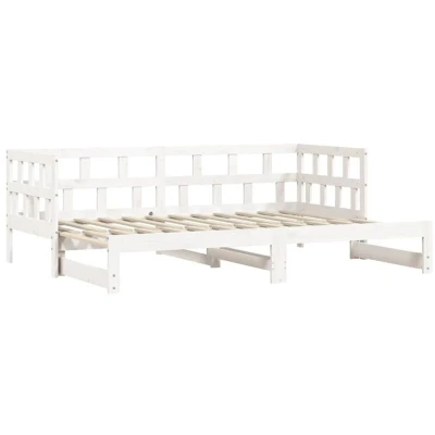 Image of vidaXL Daybed with Trundle without Mattress White 90x190 cm Single Solid Wood