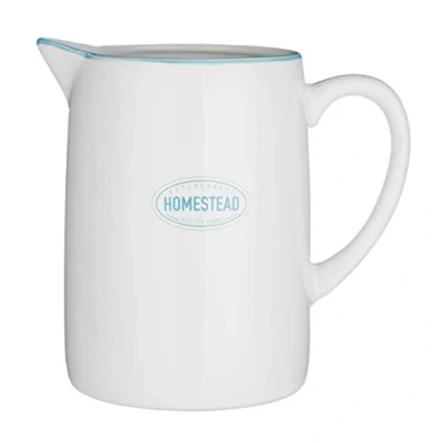 Image of Premier Housewares Water Jug Dolomite Juice Pitcher / Milk 1.56 L White Blue Fridge Jugs 18 x 20 13