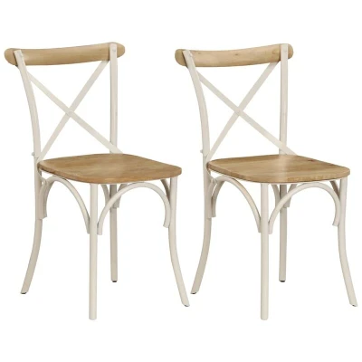 Image of vidaXL Cross Chairs 2 pcs White Solid Mango Wood