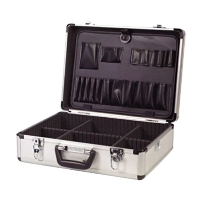 Image of Unibos Lockable Electricians Flight Case Aluminium Toolbox Adjustable &amp; Removable EVA Foam Inserts Portable Tool Organiser Storage Box