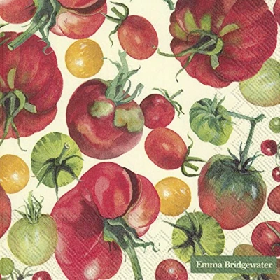Image of EMMA BRIDGEWATER Tomatoes IHR Paper Lunch Napkins 20 in Pack 3 ply 33 cm Square