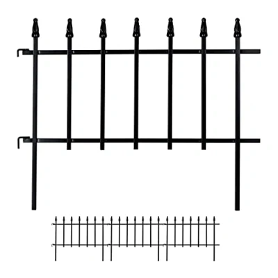 Image of Relaxdays Flower Bed Fence, Metal, Black, 45.5 x 226 2.5 cm