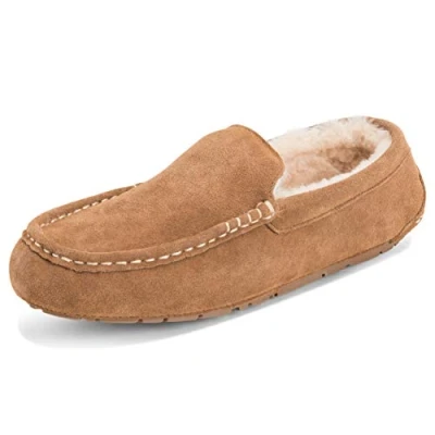 Image of Polar Mens Moccasins Australian Suede House Loafers Shoes Slippers 8 TAN42 YC0253
