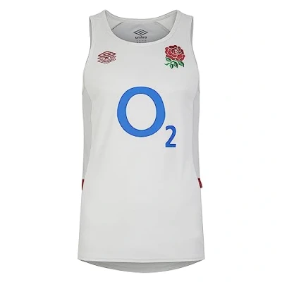 Image of Umbro Mens England Rugby Gym Vest 2023 2024 Adults Dew/Metal/Red M