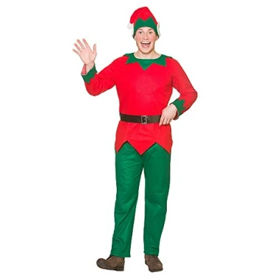 Image of Wicked Costumes Mens Christmas Elf Fancy Dress Costume Plus Size