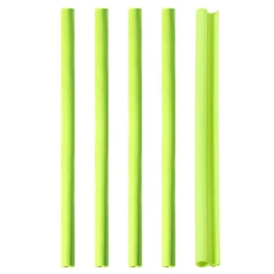 Image of 5Packs Reusable Open Silicone Straws,Snap Straw Openable Design, Easy to Clean,Hot and Cold Compatible Washable Flexible Collapsible (Green)
