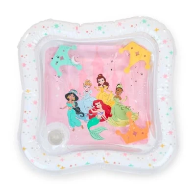 Image of Bright Starts Disney Princess Royal Splash Water Mat, Tummy Time Mat with Ariel, Belle, Cinderella &amp; More, Floating Toys, Newborn Baby Play