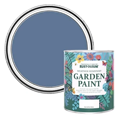 Image of Rust Oleum Blue Mould Resistant Garden Paint in Matt Finish River 750ml