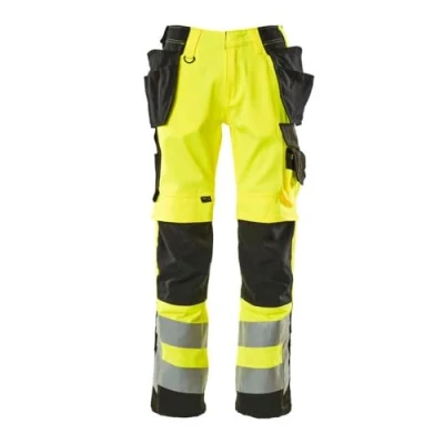 Image of Mascot Wigan Trousers with Holster Pockets Hi Vis Yellow/Black (L35W35.5)