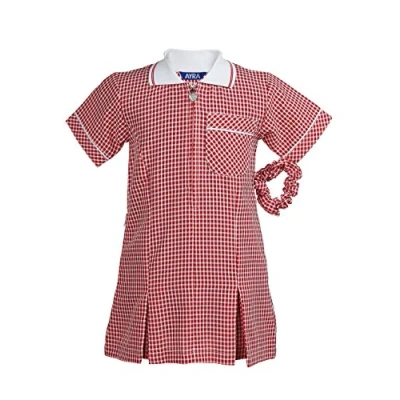 Image of Ayra Girl&#039;s School Gingham Summer Dress Age 3 4 5 6 7 8 10 12 14 16 18 (14 Years, Red)