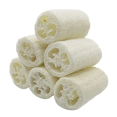 Image of Natural Loofah,6 PCS Exfoliating Loofah Sponge Body Scrubber Luffa Loofa for Shower Scrubbing Kitchen Cleaning White
