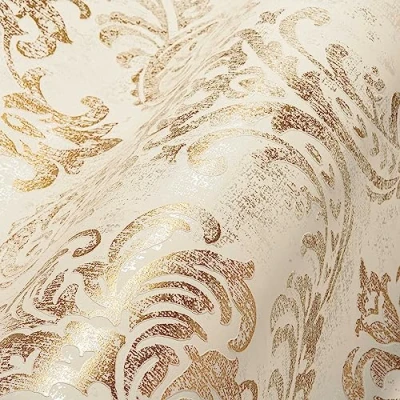 Image of Livingwalls Travel Styles Non Woven Wallpaper Baroque Look in White and Gold Classic for Various Rooms 10.05 m x 0.53