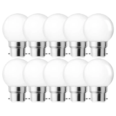 Image of MZYOYO B22 Bayonet Warm White LED Light Bulbs,1W G45 Golf Ball Mini Globe Bulb,2700K,Non Dimmable,for Outdoor Indoor String,Christmas,Tree, Fairy Party,Night Bulb,10 Pack