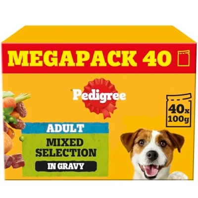 Image of Pedigree Mixed Selection in Gravy 40 Pouches, Adult Wet Dog Food, Megapack (40 x 100 g)